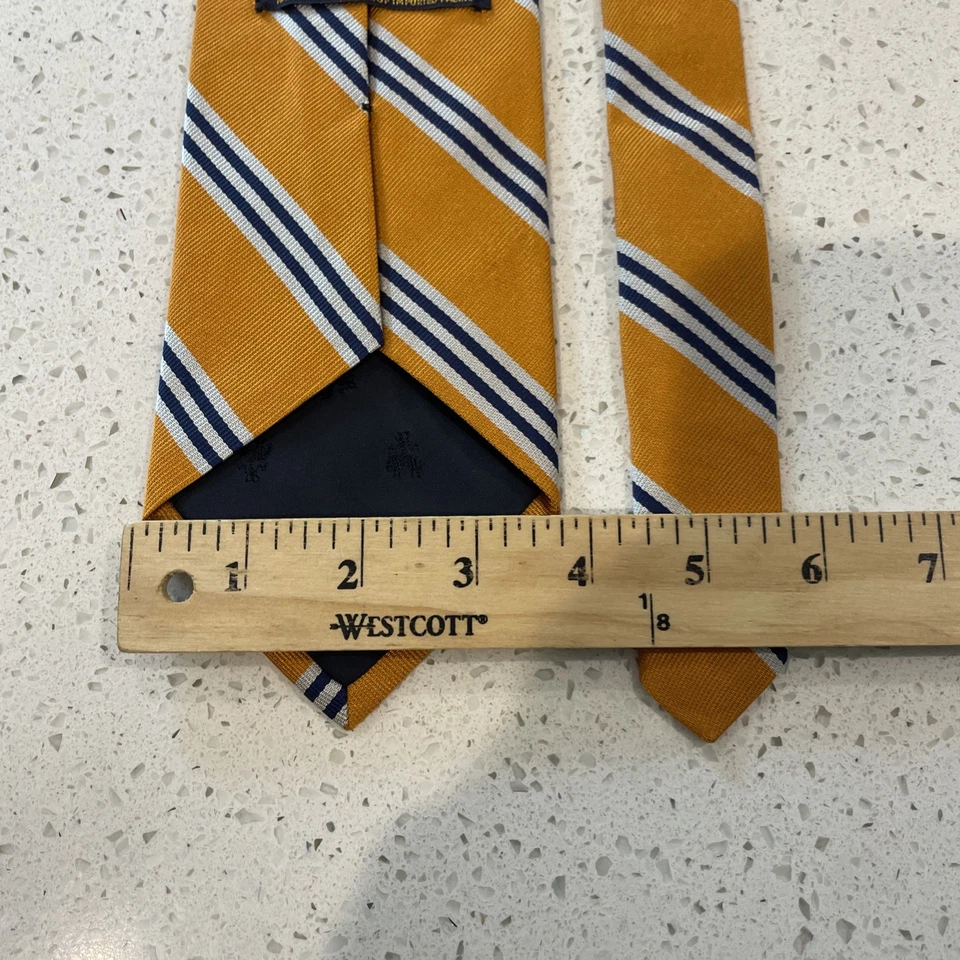 Gravata Brooks Brothers Makers 100% seda laranja/azul Repp 3,75” - Imagem 3 de 4