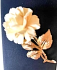 Vintage C. Boucher Flower Brooch Gold Tone Signed Floral Costume Jewelry