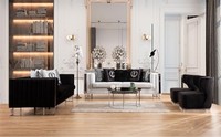 Schwarz-WeißE Sofas Luxus Wohnzimmer Garnitur Dreisitzer Sessel 4Tlg Set