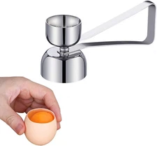 Stainless Steel Egg Cracker Separator, Topper & Opener for Raw, Soft or Hard Boi