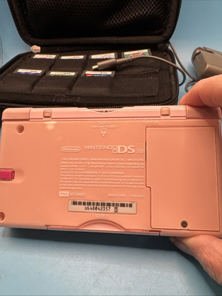 Nintendo DS Lite Coral розовый с 7 игры чехол и зарядное устройство - работает.  Сброс - Изображение 3 из 4