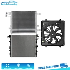 Aluminum Radiator Condenser & Cooling Fan Kit For 2007-2011 Jeep Wrangler 3.8L