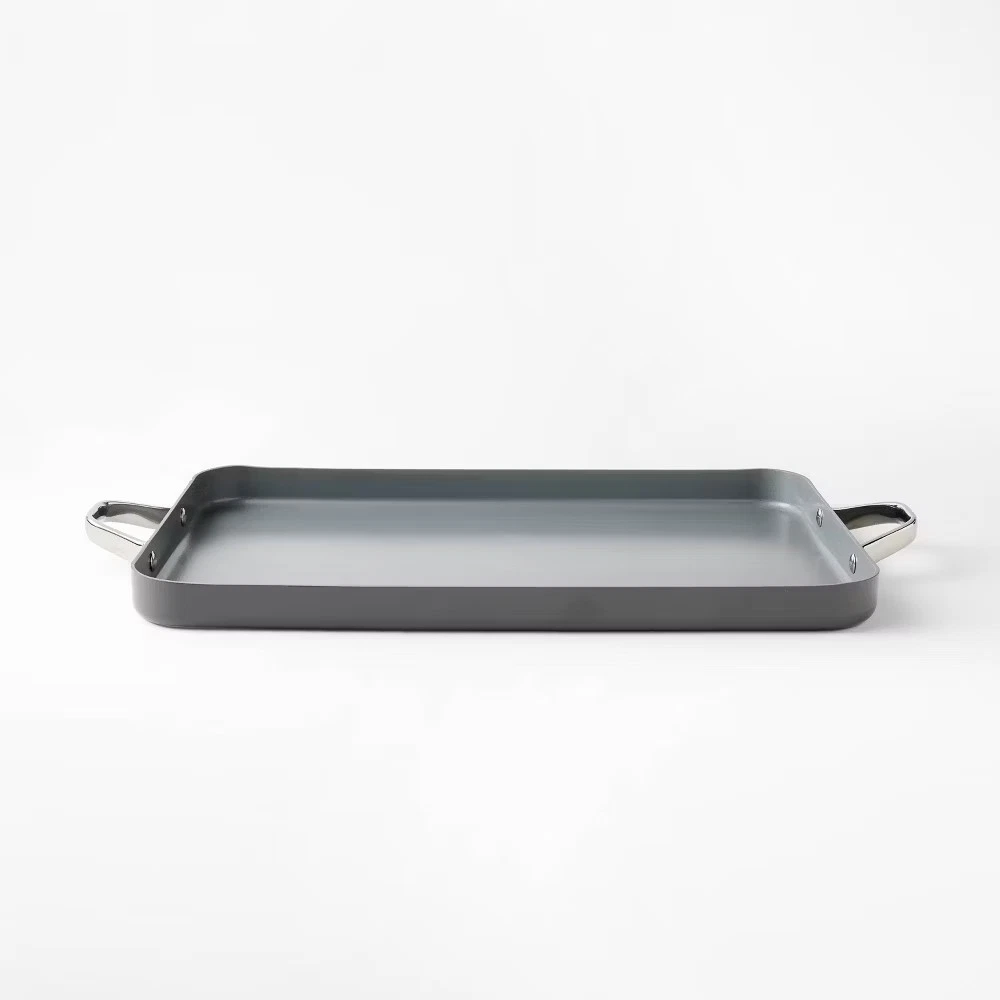 Nonstick Ceramic Coated Aluminum Double Burner Griddle Dark Gray - Figmint