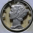 1936 Mercury dime, Laser Cut Made Into Necklace.