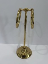 Vintage Brass Swirl Standing Double Ring Fingertip Towel Holder Stand Bathroom