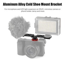 Aluminum Triple Cold Shoe Mount Plate Bracket For Mic LED Camera Mounting AFEE