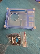 Raspberry Pi 4B Model B Clear/Blue Acrylic Case Enclosure Box Cooling Fan