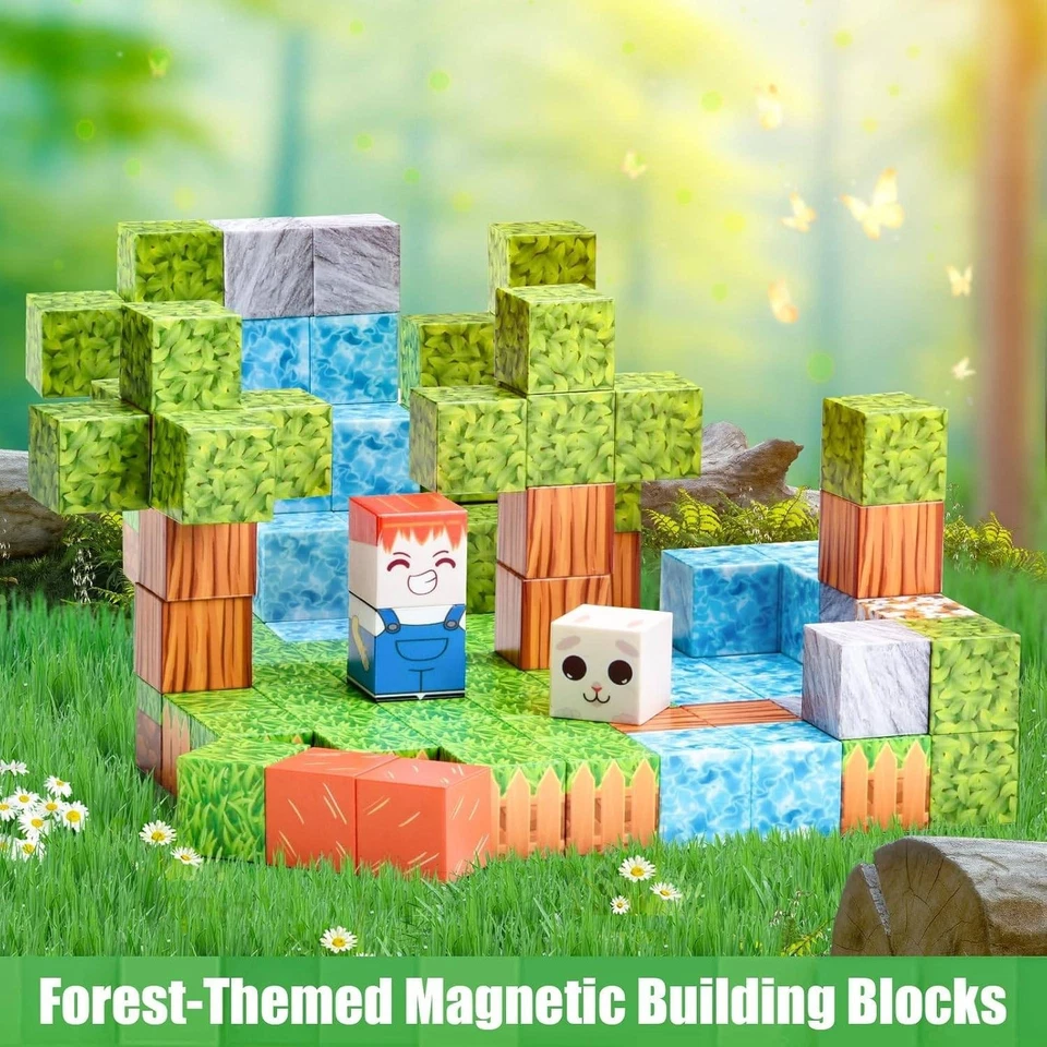 PBKCQ Animal Forest 132 piezas bloques de construcción magnéticos juguetes para niños pequeños, construir bosque con Foto 4 de 4