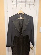 Men's Black After Six Tuxedo Tailcoat Formal Wedding  Long Tails Masson Groom