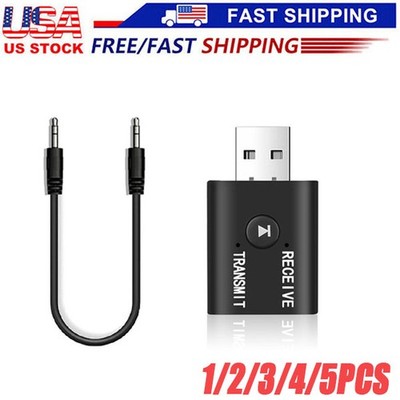 Wireless USB Bluetooth 5.0 Audio Transmitter Receiver Adapter 3.5mm For TV Car