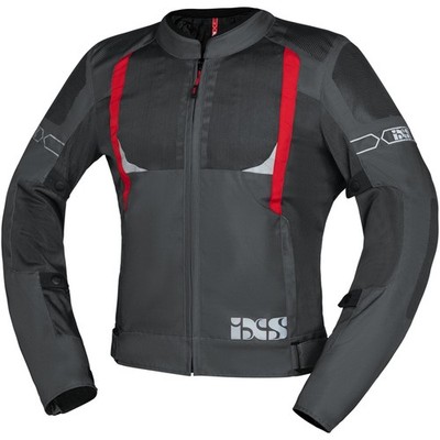Mens Motorcycle Jacket S - IXS Trigonis-Air - Dark Grey-Grey-Red