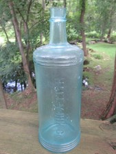 Antique Haley Ink Co Large Aqua glass bottle 10.25"x3.5"