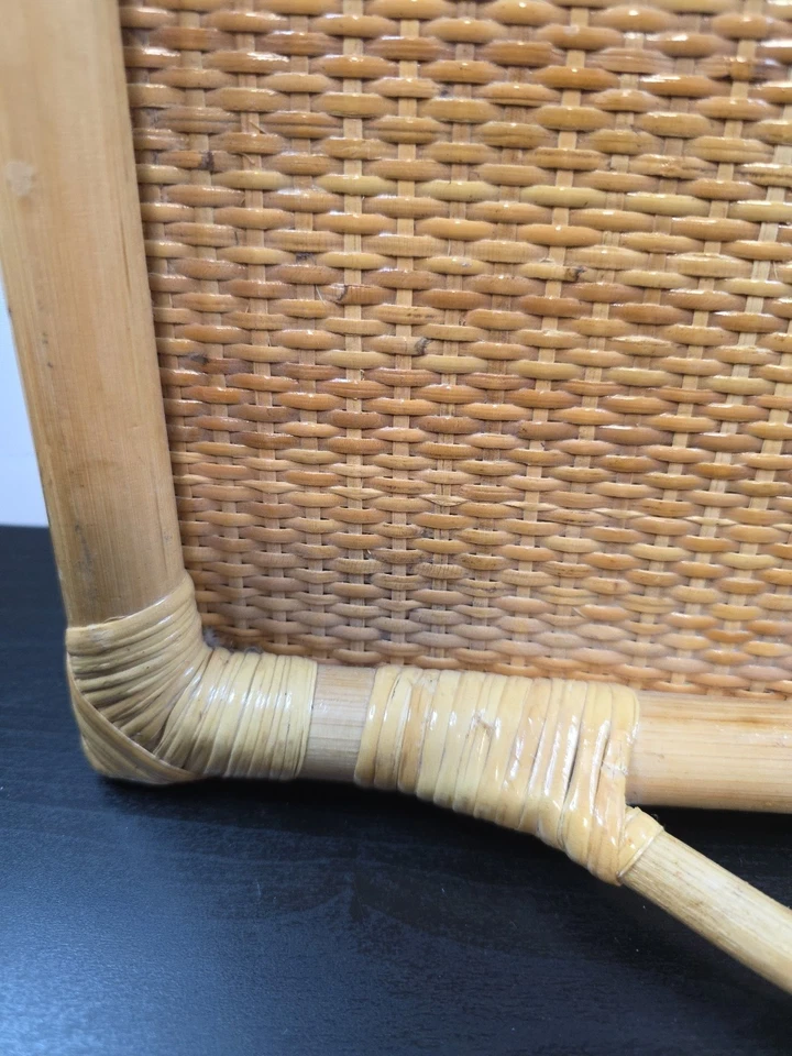 Bamboo Rattan Folding Serving Tray Boho Decor 21" - Image 3 of 4