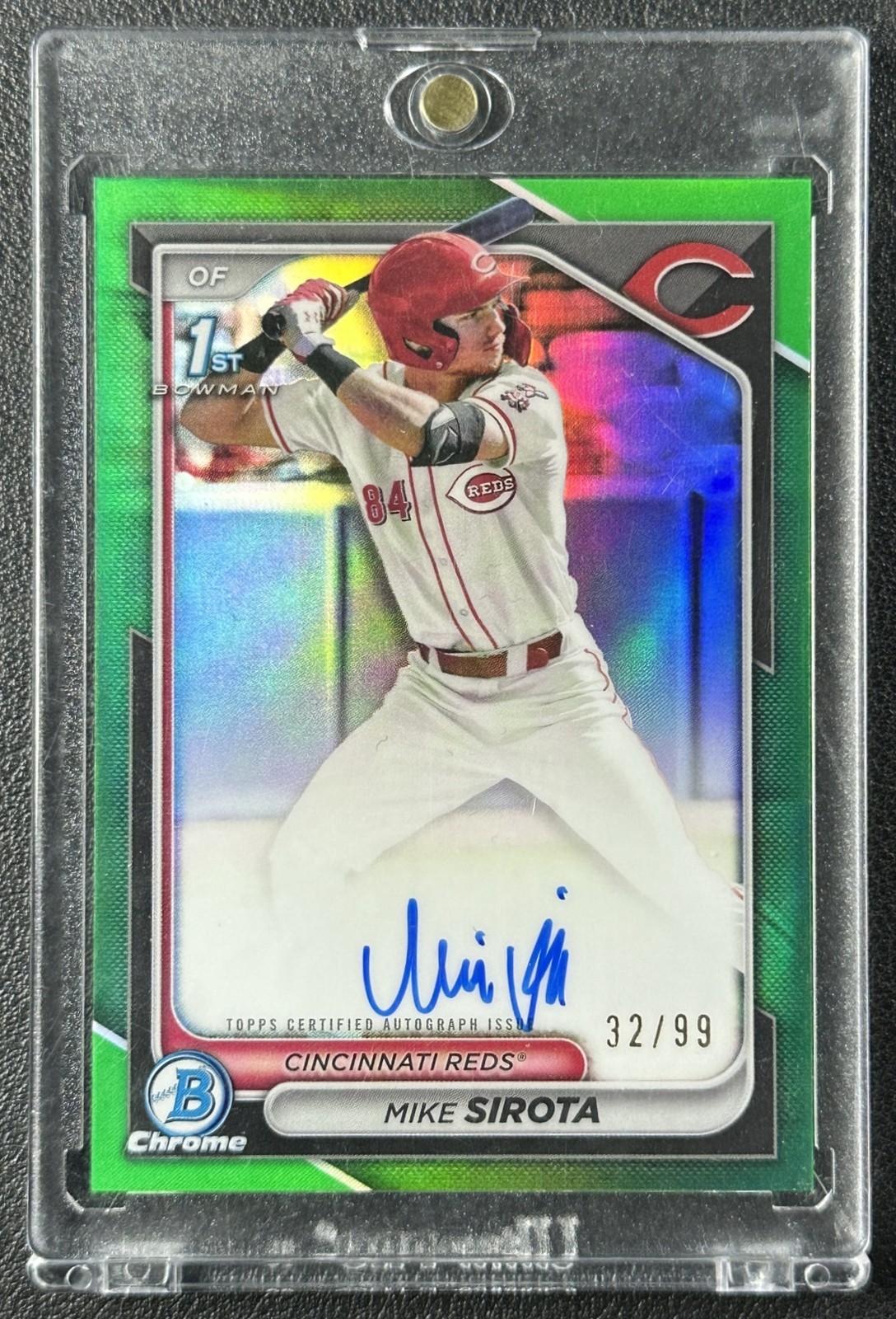 MIKE SIROTA 2024 BOWMAN DRAFT CHROME AUTO GREEN REFRACTOR 1ST PROSPECT 32/99
