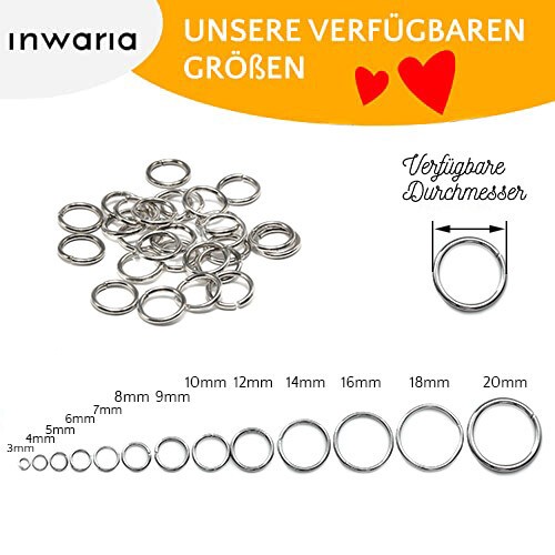 INWARIA Binderinge 3/4/5/6/7/8/9/10/12/14/15/16 mm Ösen Biegeringe Verbinder, S3 - Afbeelding 3 van 12