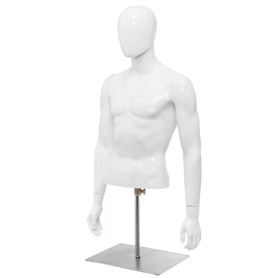 COSTWAY Mannequin Torso Manikin Dress Form Adjustable Male Half Body Model W/ Iron Stand