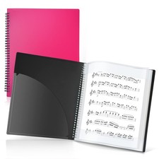 Pink Sheet Music Folder Binder 24 Sleeves Spiral Bound Fits 8.5x11 Inch Paper