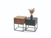 Braun-Schwarzer Couchtisch-Set Quadratische Wohnzimmer Kaffeetische