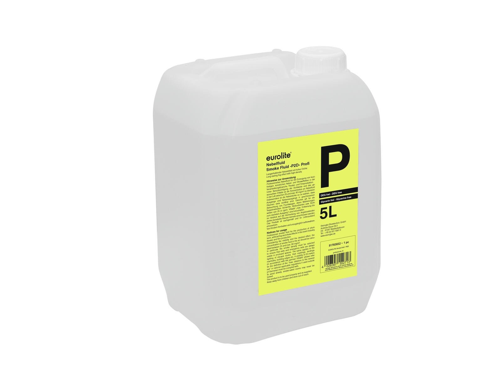 2 Pezzi Eurolite Smoke Fluid P2D 5L - Liquido Fumo Alta Densità Professionale