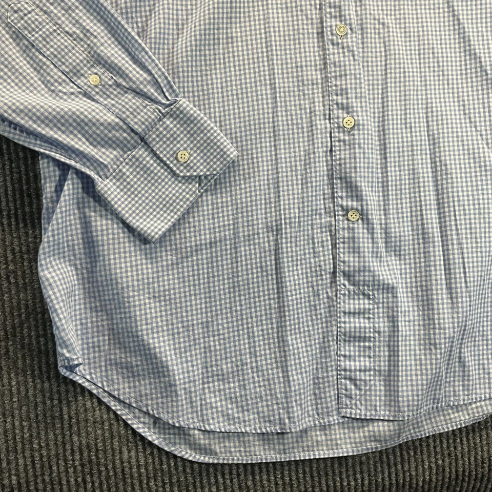 Рубашка мужская Peter Millar очень большая сине-белая клетчатая на пуговицах хлопок - Изображение 4 из 4