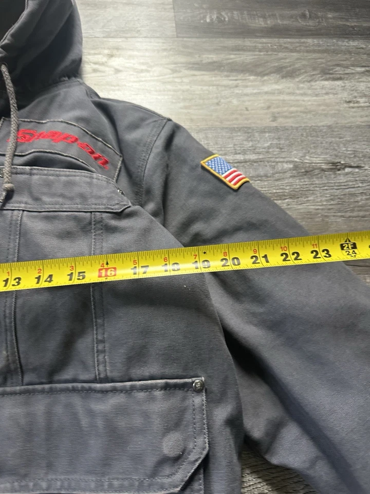 Chaqueta CVC aislante a presión para hombre talla S gris con capucha lona pesada Foto 4 de 4