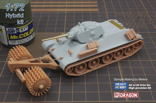 1/72 Heavy Hobby WWII T34/76 Soviet Medium Tank With Mine Roller #PK-72005 - Picture 7 of 16
