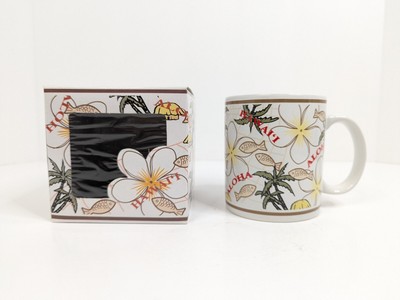 1996 Island Heritage Plumeria Aloha Jim Lien Coffee Mug Cup Hawaiian