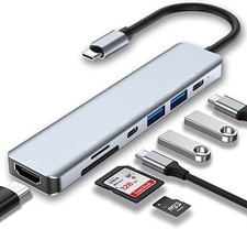 7 in 1 USB Type C Hub Splitter Docking Station Dongle Multi Port Adapter HDMI 4K