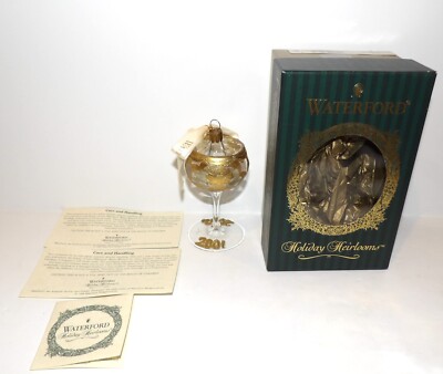 STUNNING WATERFORD HAND MADE 2001/2 BLOWN GLASS BRANDY GLASS ORNAMENT IN BOX