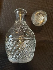 Vintage Crown Royal Liquor Decanter Sealed Stopper Cut Glass Rare Unused 10"X 5"