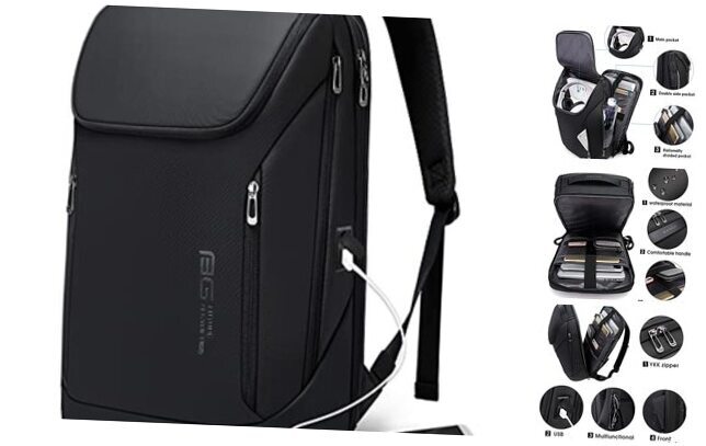 Business Smart Backpack Waterproof fit 15.6 Inch Laptop Backpack with Black