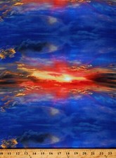 Cotton Sunset Sunrise Sky Clouds Landscape Fabric Print by the Yard D576.62