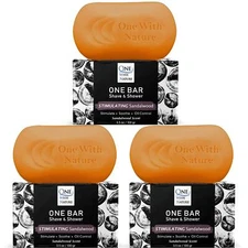 One With Nature Sandalwood Soap Bar Pack Of 3 Pure Natural Skin Cleaning Agent