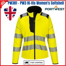 Portwest Pw3 Hi Vis Women's Softshell Windproof Jacket For Ladies Pw381 Uk Stock