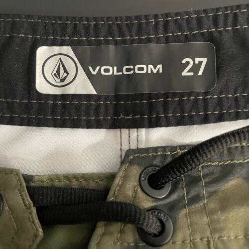 Volcom Men's Board Shorts Adjustable Waist w/ Pocket, Camouflage Camo Green, 27 - Picture 3 of 9