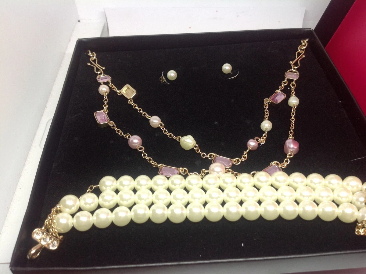 AVON PEARLESQUE INTER CHANGEABLE NECKLACE AND EARRING SET NEW eBay