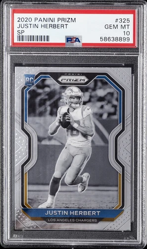 2020 PANINI PRIZM VARIATION #325 JUSTIN HERBERT ROOKIE RC PSA 10