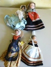 LOT 4 POUPEES ANCIENNES REGIONALES COLLECTION COSTUMES LE MINOR ? PETITCOLLIN ?