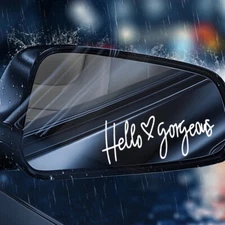 Hello Gorgeous 💗white Rearview Mirror Sticker Decal Car Truck decor