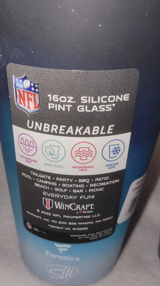 2 件达拉斯牛仔不可破坏杯 16 盎司硅胶品脱玻璃全新无盒 — 第 3/4 张图片