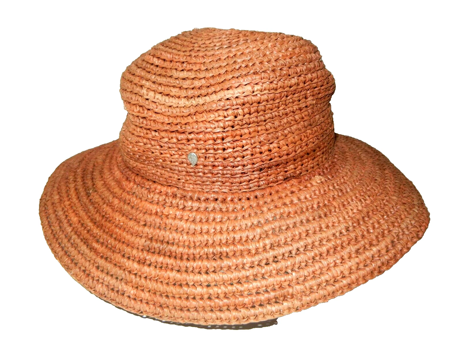 HELEN KAMINISKI Brown Straw 100% RAFFIA SUN HAT Wide Brim Summer Beach Women Cap