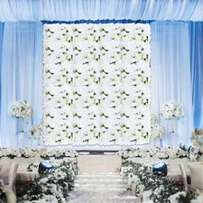 6 Pcs Flower Wall 24" X 16" Artificial Silk Rose Wall Panel Floral Backdrop