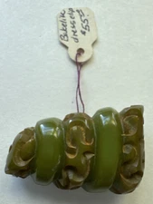 Vintage Carved Bakelite Dress Scarf Clip Olive  Green