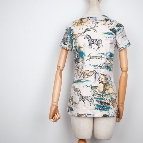 BLUMARINE Beachwear Womens V-Neck Animals Pattern Short Sleeve Stretch T-Shirt L - Picture 6 of 13