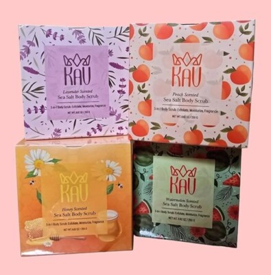 KAV 4 Pack Salt Body Scrub - Natural Exfoliating Salt Scrub for Body and Face