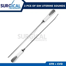 2 Pcs of Sim Uterine Sounds Straight & Curved Gynecology Surgical German Grade
