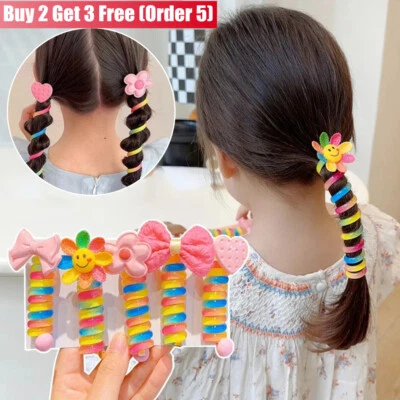Colorful Telephone Wire Hair Bands for Kids New Spiral Hair Ties Accessorie UK