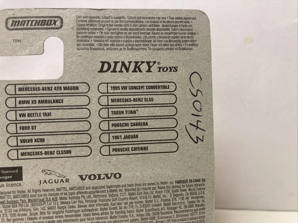 WRITING ON CARD 2007 Matchbox Dinky Toys Stars Of Cars White Volvo XC90 - Image 3 of 3