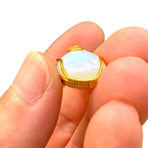 Artisan Gift For Wife Genuine Opalite Pendant Gold Or Silver Wire Wrap Necklace - Picture 7 of 30