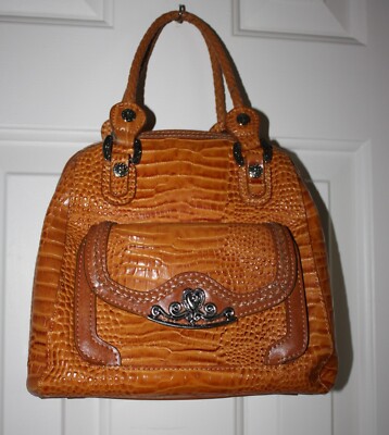 M.C. Marc Chantel Double Handled Alligator Faux Leather Handbag